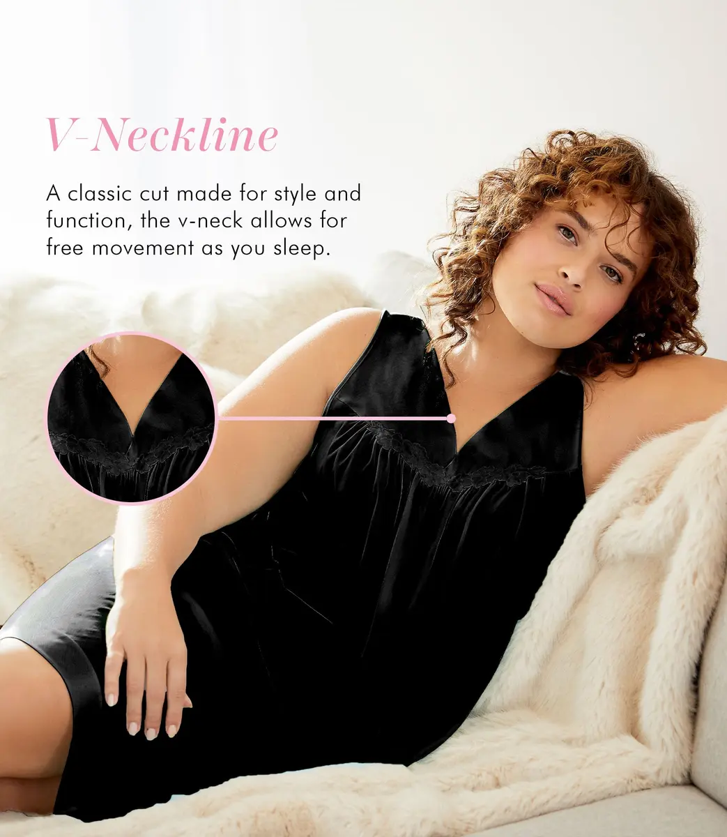 Exquisite Form Nightgown_Nightshirt Mid Rise Sleeveless Nylon Black X-Large | All-Season Comfort - view 2