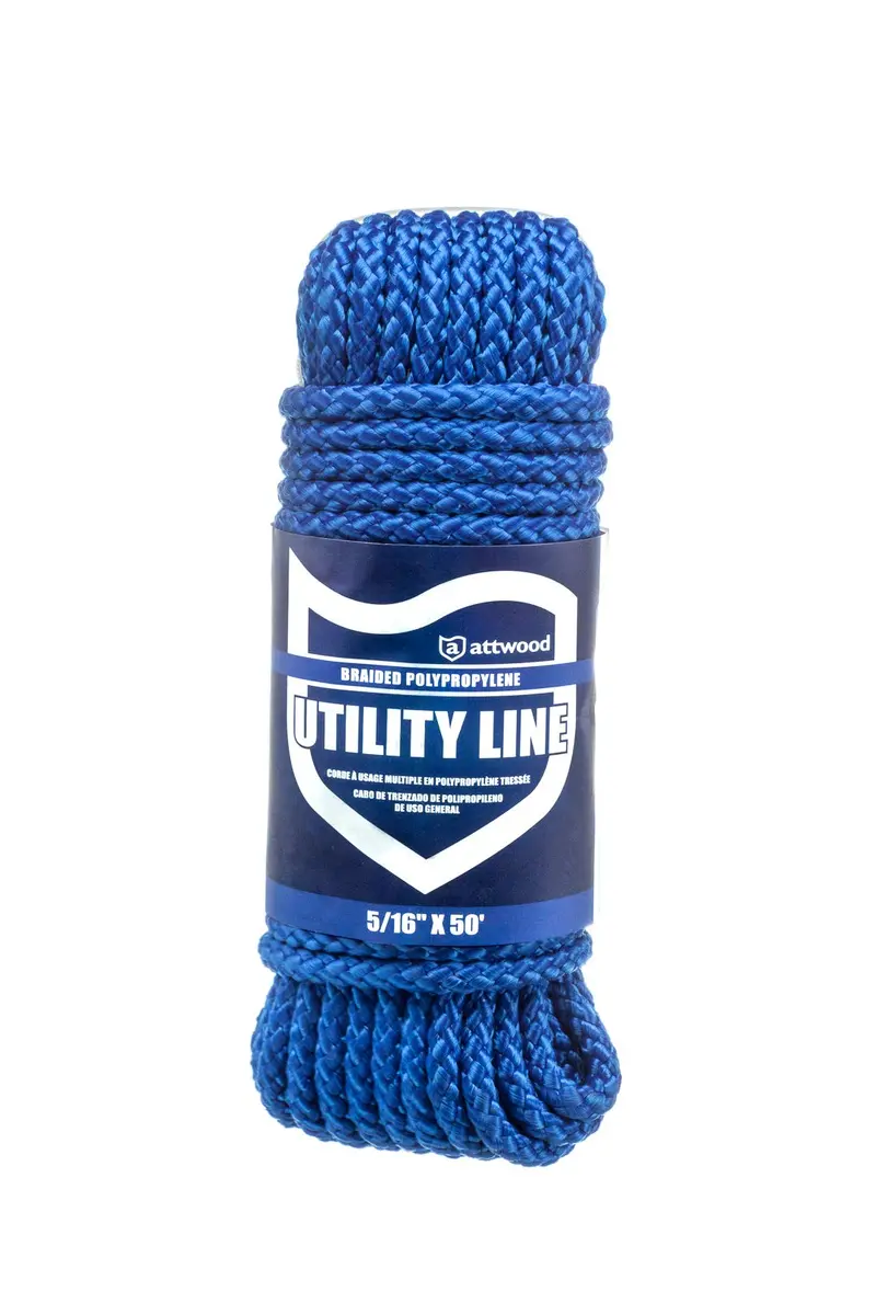 Attwood 5/16" x 50' Blue Hollow Braided Polypropylene Utility Line | Floats for Visibility - view 4