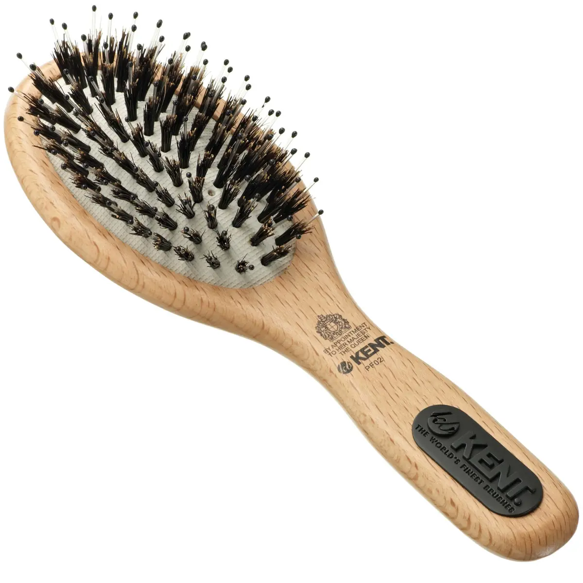 Kent PF02 Small Cushion Detangler Brush – Boar Bristle & Nylon Mix 7" (17.8 cm) | Detangles & Smooths Hair - main product image