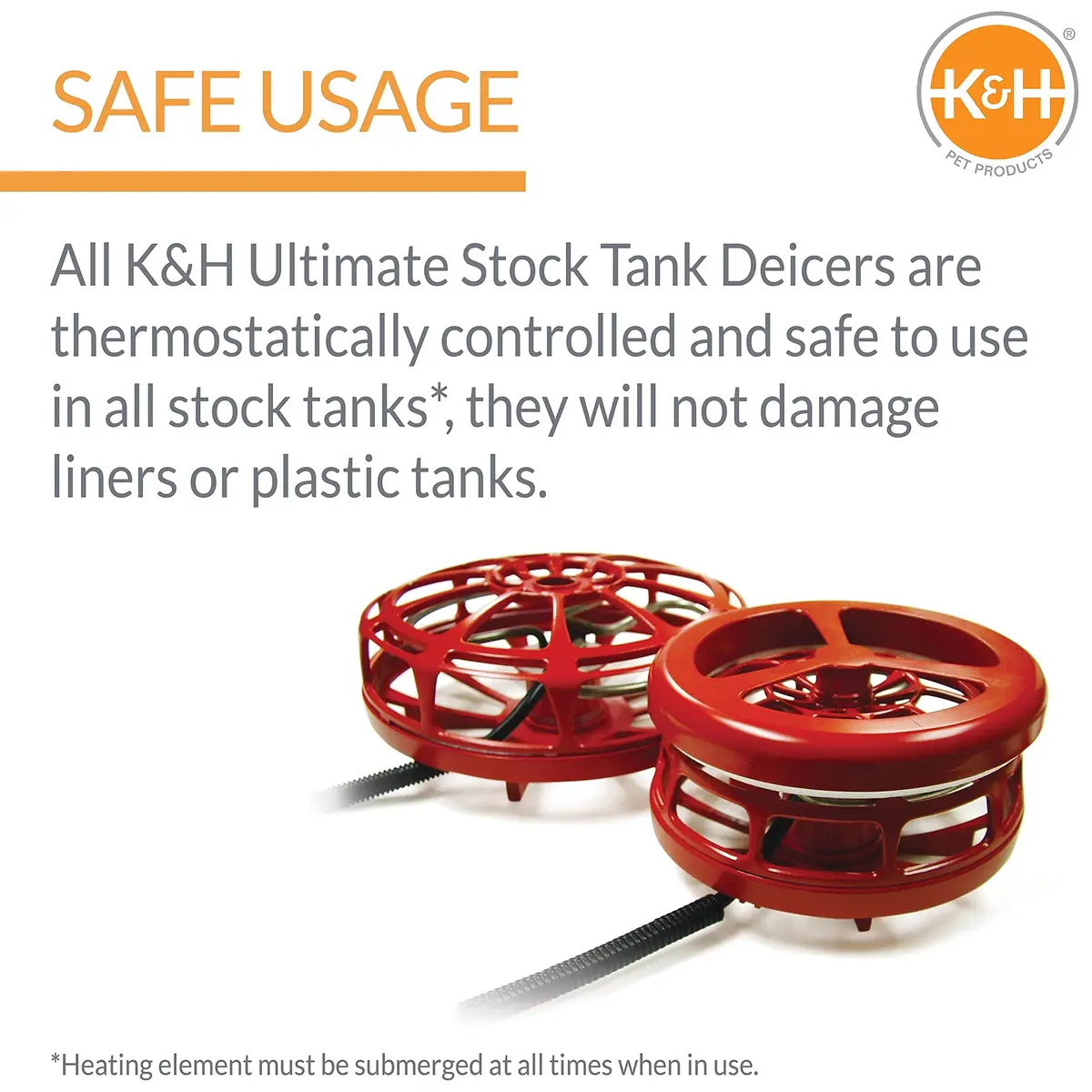 K&H Stock Tank Deicer, Pond Heater, 500W, Safety Listed, Red | Versatile Livestock Water Heater - view 3