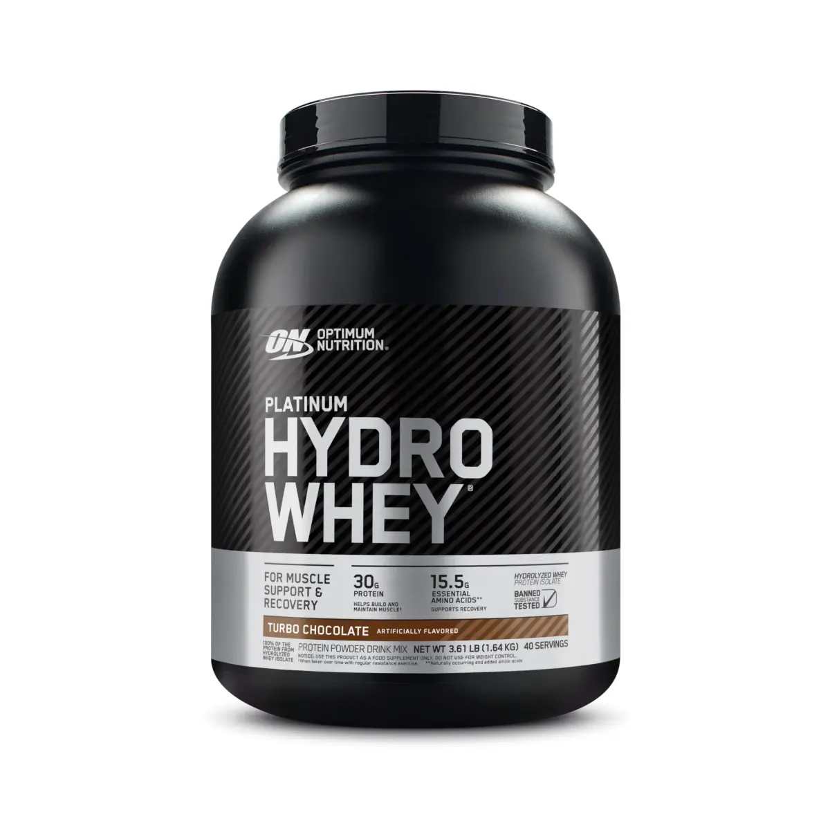 Optimum Nutrition Platinum HydroWhey Protein Powder, Turbo Chocolate, 1.82 kg (4 LB) | Fast-Acting Hydrolyzed Whey Isolate - main product image