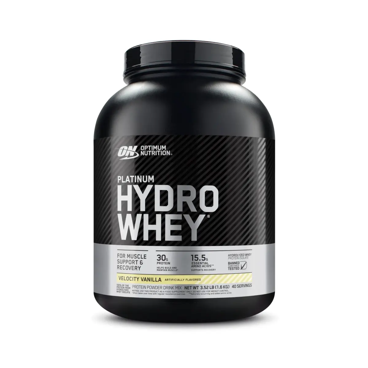 Optimum Nutrition Platinum Hydrowhey Protein Powder, Velocity Vanilla, 1.81 kg (4 LB) | Hydrolyzed Whey Protein Isolate - main product image