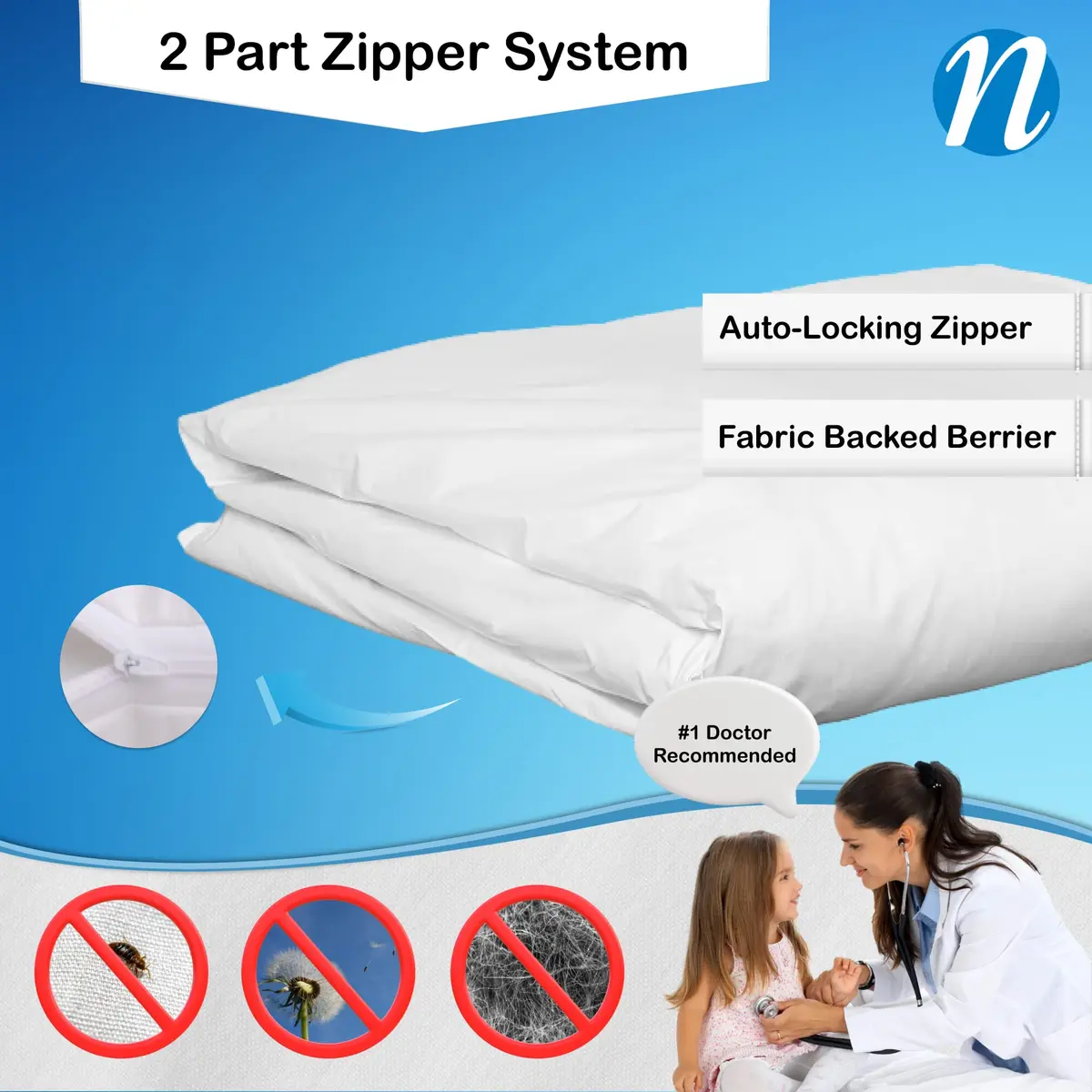 National Allergy 100% Cotton Duvet Cover King Size | Hypoallergenic, Breathable & Machine Washable - view 2