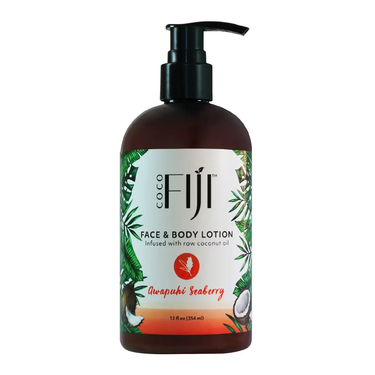 Organic Fiji Coconut Oil Infused Face & Body Lotion 12 oz | Deep Moisturizer for Sensitive Skin - main product image