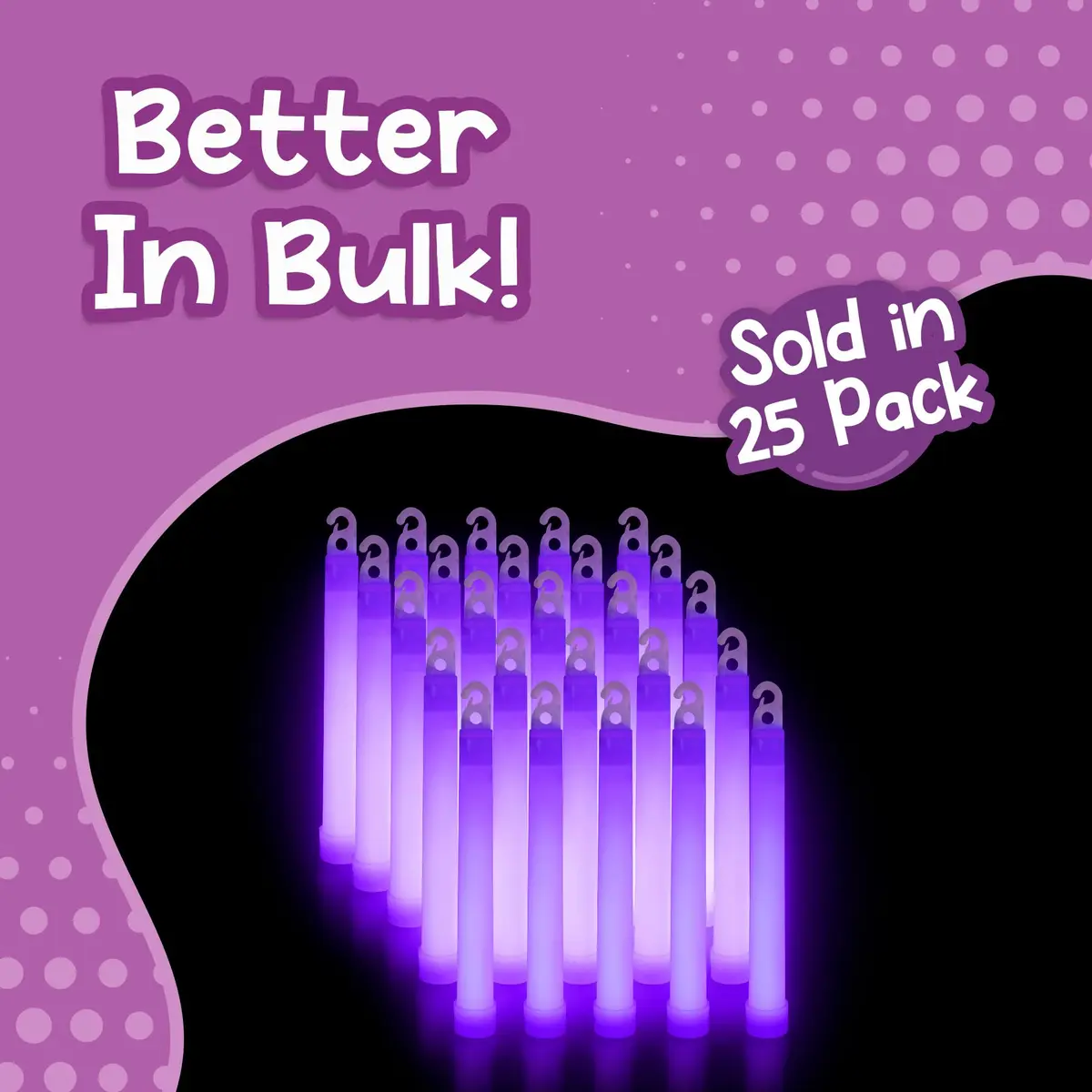 Windy City Novelties 25 Pack - 6” Premium Glow Sticks (Purple) | Long-Lasting Brightness for Parties & Events - view 3