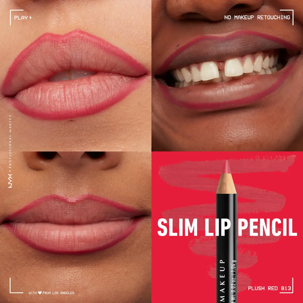 NYX PROFESSIONAL MAKEUP Slim Lip Pencil, Plush Red | Long-Lasting Creamy Lip Liner 0.04 oz (1.1g) - view 5