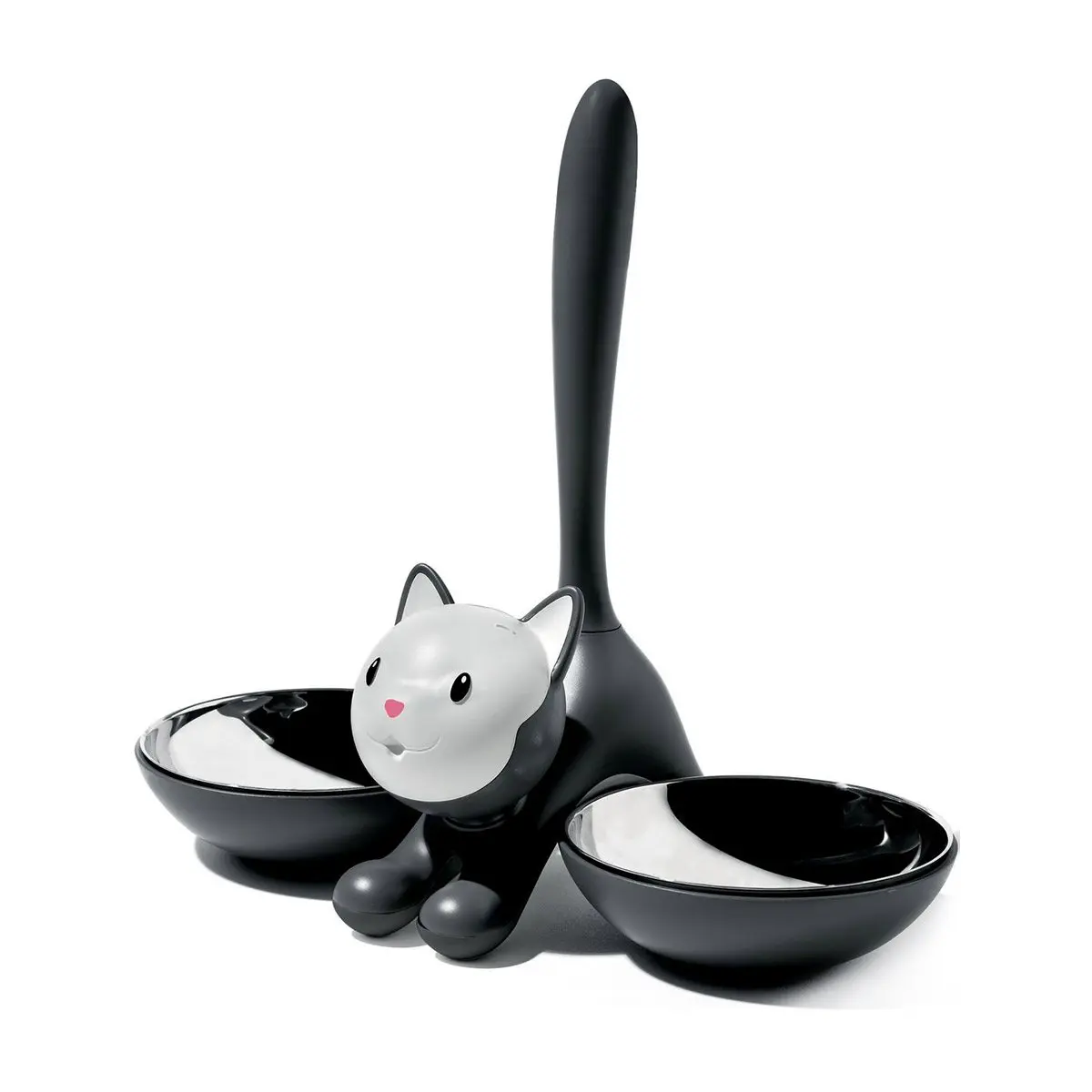Alessi Tigrito Cat Bowl Black with Stainless Steel Insert | Designer Miriam Mirri - main product image