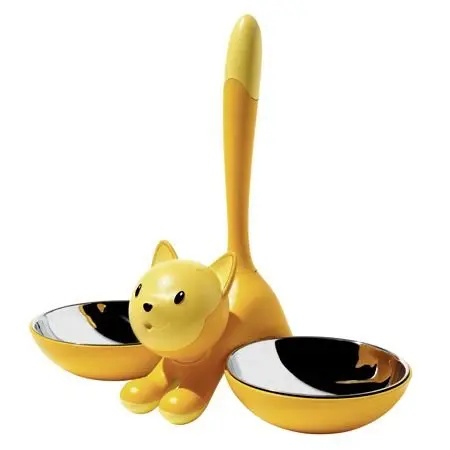 Alessi Tigrito Cat Bowl Black with Stainless Steel Insert | Designer Miriam Mirri - view 3