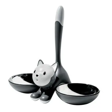 Alessi Tigrito Cat Bowl Black with Stainless Steel Insert | Designer Miriam Mirri - view 4