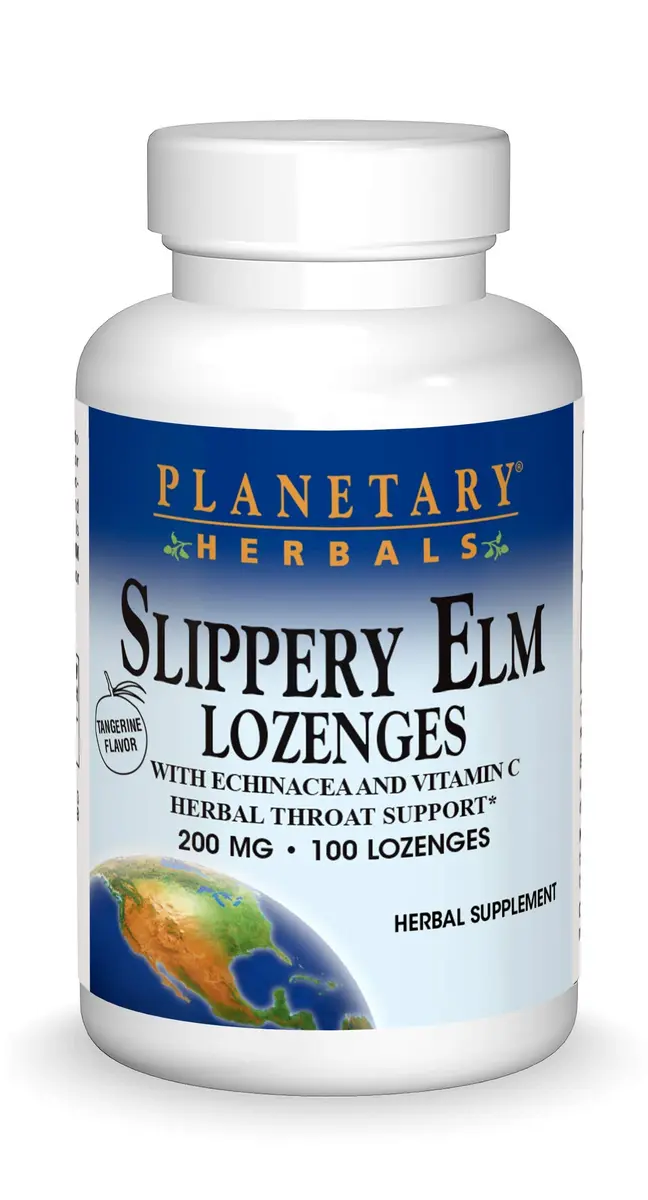 Planetary Herbals Slippery Elm Lozenges 100 Count | Herbal Throat Care with Vitamin C & Echinacea - main product image
