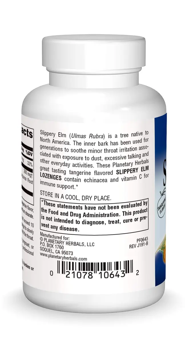 Planetary Herbals Slippery Elm Lozenges 100 Count | Herbal Throat Care with Vitamin C & Echinacea - view 2