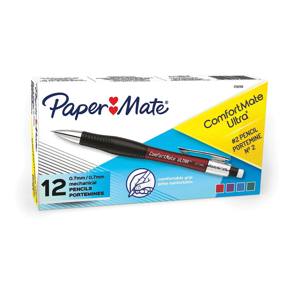 Paper Mate Comfort Mate Ultra Mechanical Pencils 0.7mm HB #2 Lead | Cushioned Grip for Long Writing Sessions - main product image