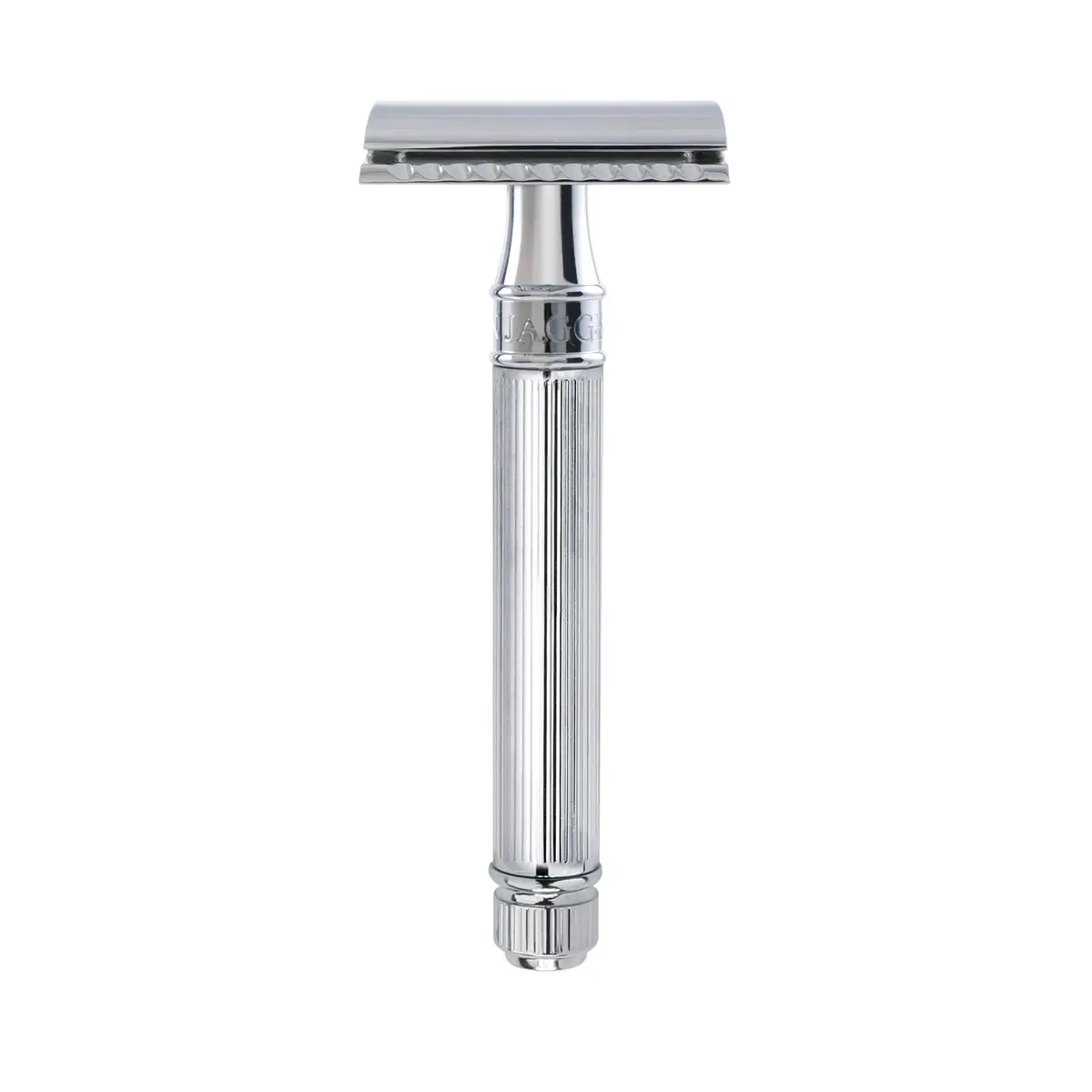 Edwin Jagger DE89Lbl Lined Chrome Plated Double Edge Safety Razor | Classic Wet Shaving Tool (93mm, Brass Handle) - main product image