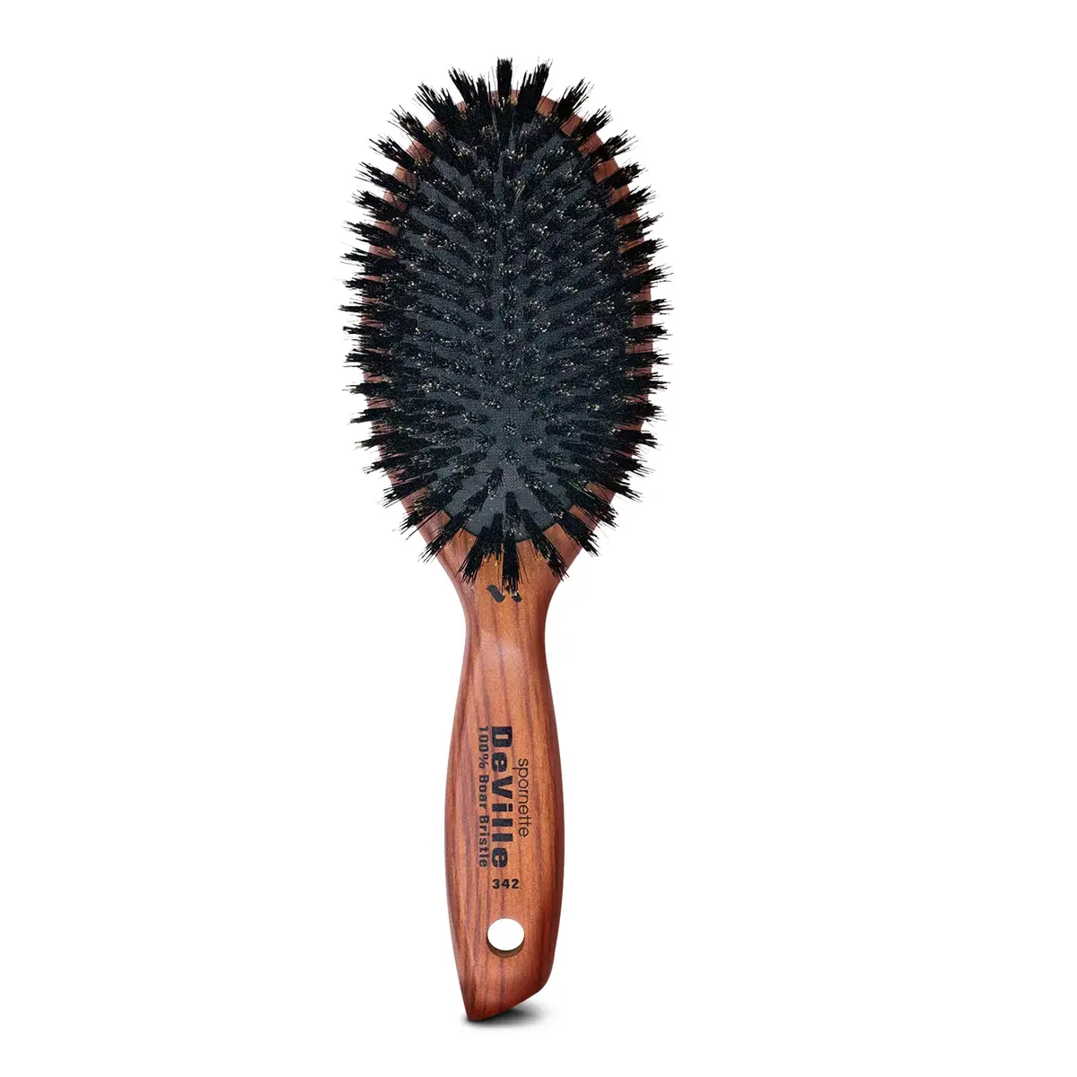 SPORNETTE Deville Boar Bristle Wooden Paddle Hair Brush for Women - Cushion Oval Hair Straightening Brush for Blow Drying, Detangling, Smoothing & Styling - main product image