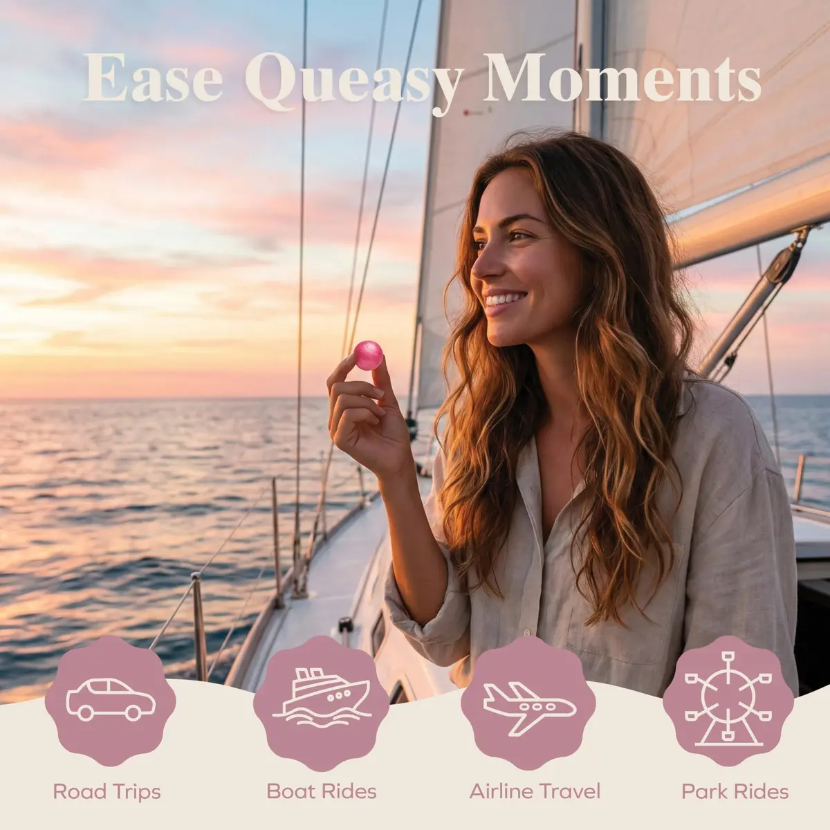 Three Lollies Queasy Drops Natural Motion Sickness Support - Non-Drowsy Lozenges for Nausea, Upset Stomach, Car & Sea Sickness, Gluten-Free, 12 Count - view 5