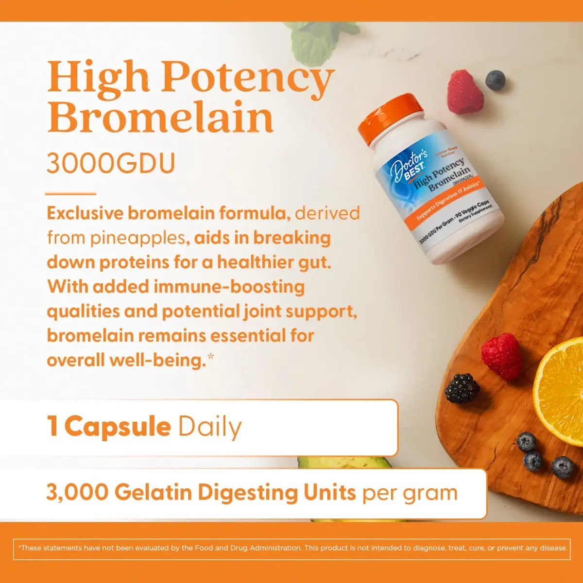 Doctor's Best Bromelain Supplement 500 mg 90 Veg Caps | Proteolytic Digestive Enzyme for Joint Health & Digestion Support - view 2