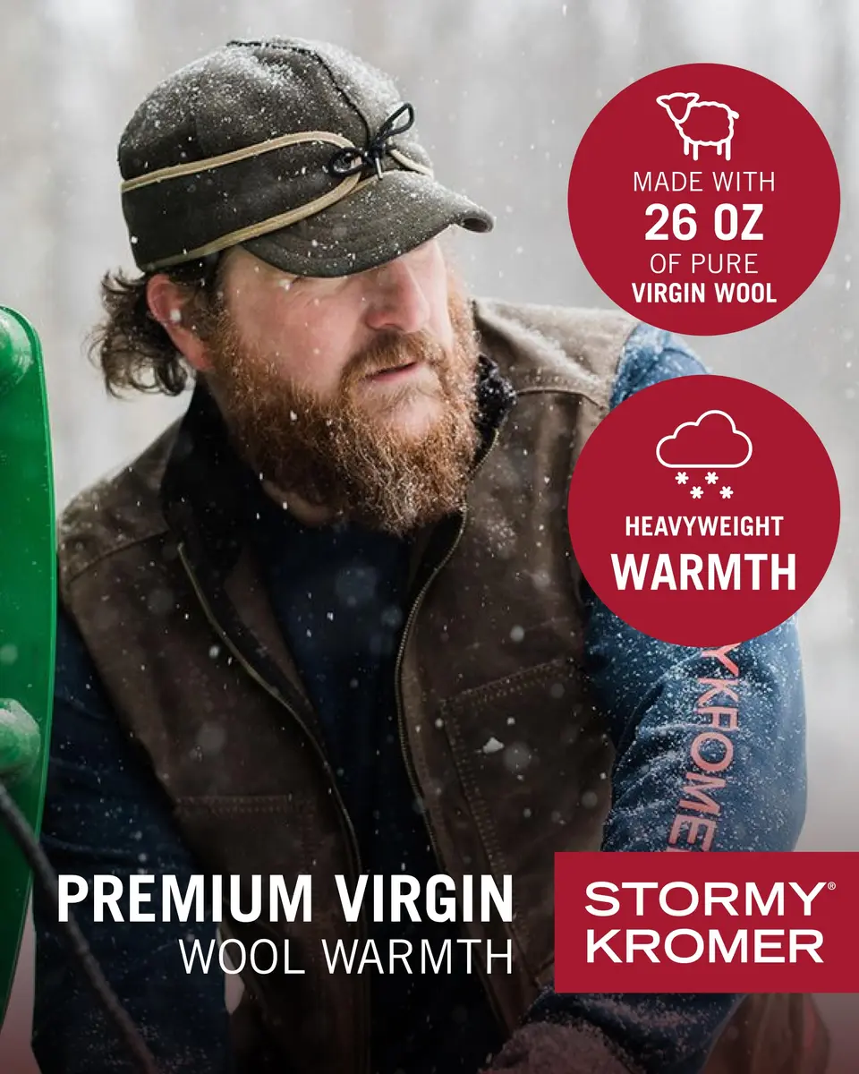Stormy Kromer The Mackinaw Cap, Olive, 6 7/8 | Wool Winter Headgear for Men & Women - view 2