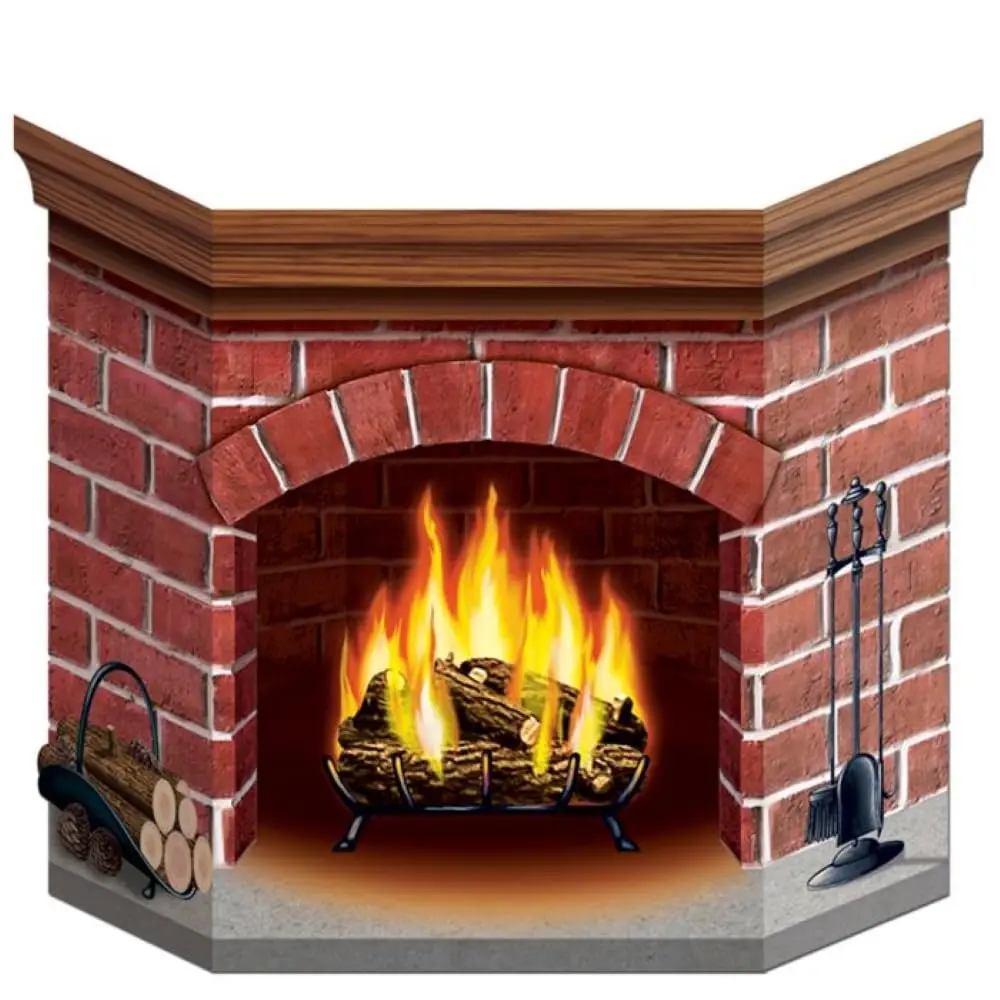 Beistle Brick Fireplace Stand-Up Party Accessory 97 cm (3 ft 1 in) x 63.5 cm (25 in) | Realistic Holiday Decor - main product image