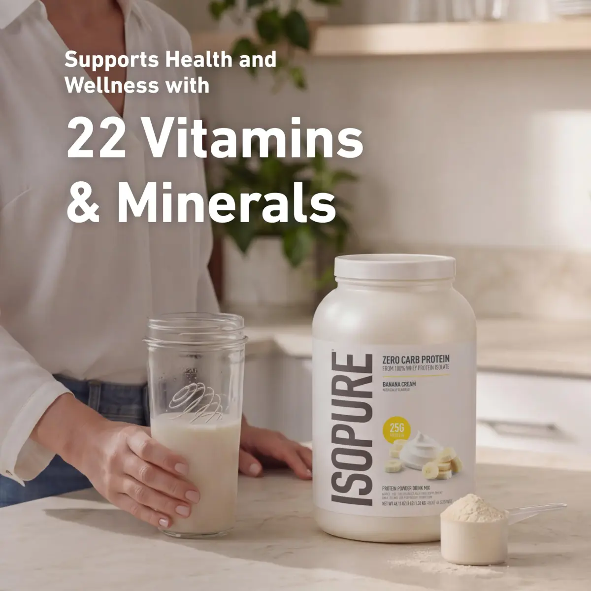 Isopure Zero Carb 100% Pure Whey Isolate Protein Powder Banana Cream 3lb (1.36kg) | 25g Protein Per Serving - view 5