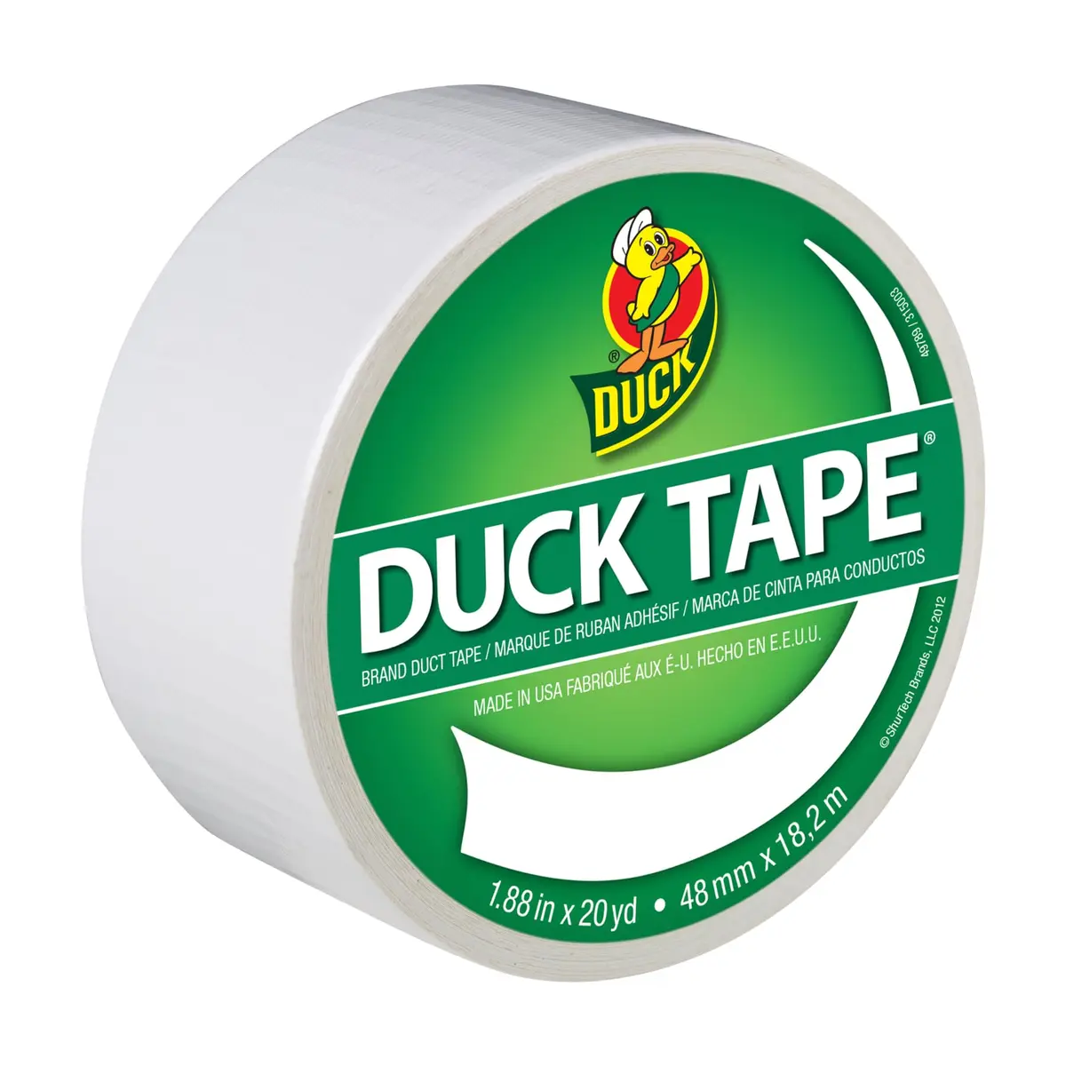 Duck White Single Roll Duct Tape 1.88" x 20 yd (156 g) | Heavy Duty Adhesive for Repairs & Crafts - main product image