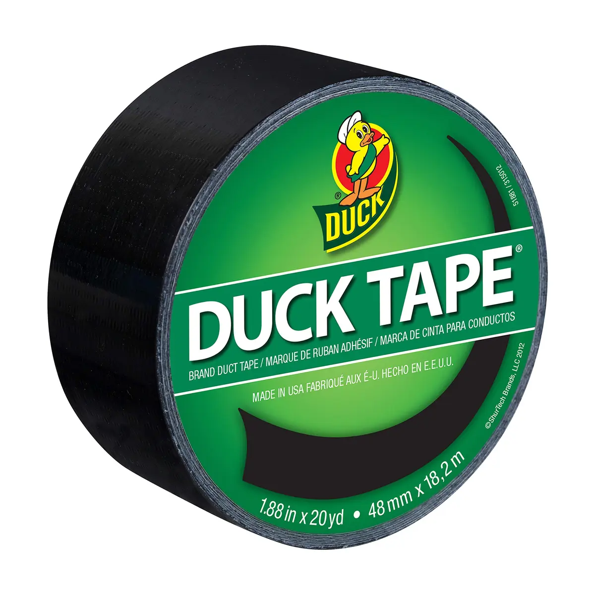 Duck Brand Black Duct Tape, Single Roll, 1.88" x 20 Yds | Heavy Duty Adhesive for Repairs & Crafts - main product image