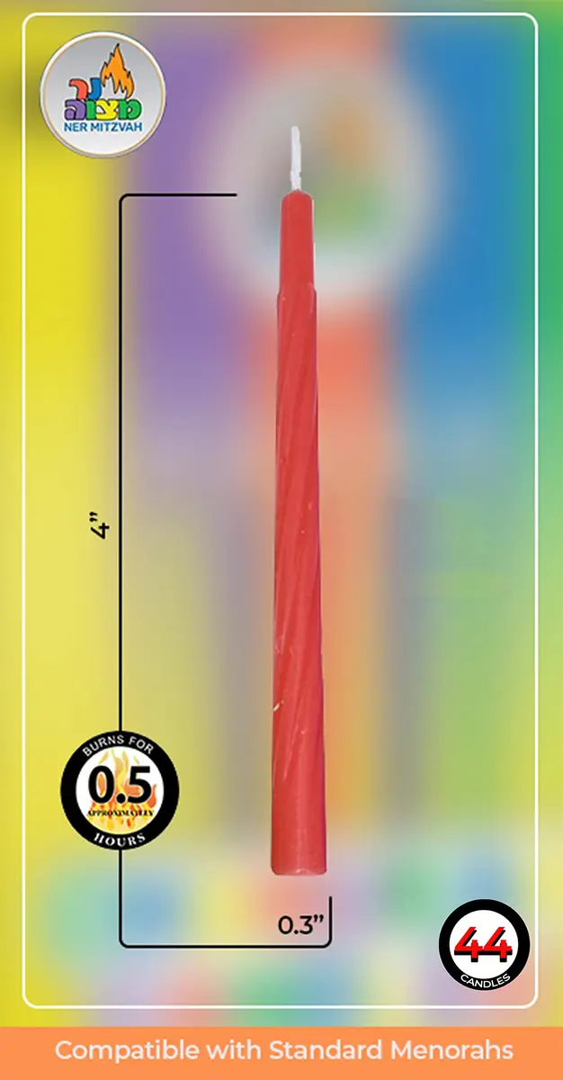 Ner Mitzvah Colorful Chanukah Candles 1-Pack - Standard Size Fits Most Menorahs - Premium Quality Wax - Assorted Colors - Bulk Pack for All 8 Nights of Hanukkah - view 2
