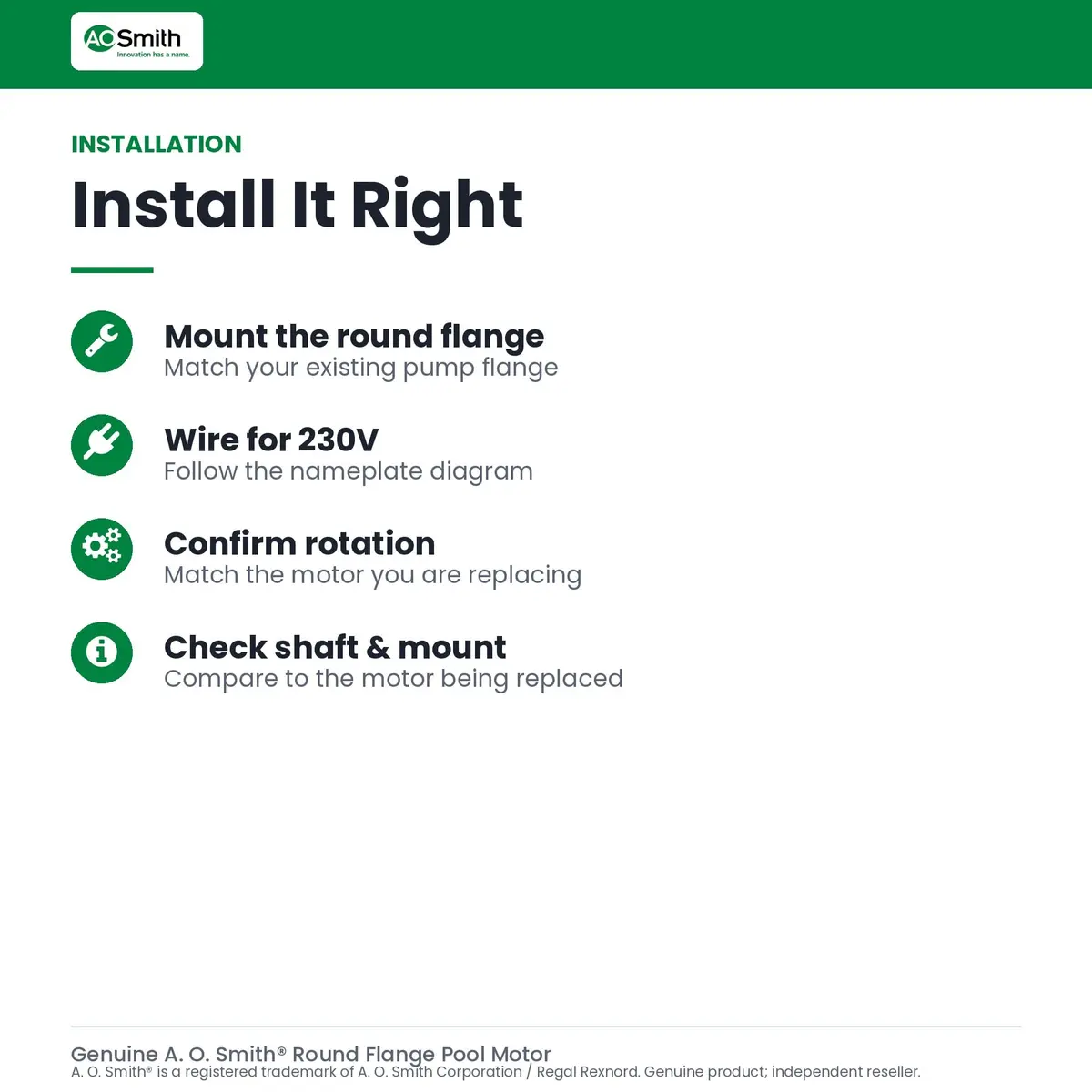 A. O. Smith 3/4-Horsepower Up-Rated Round Flange Replacement Motor | Corrosion-Resistant, Easy Wiring - view 5