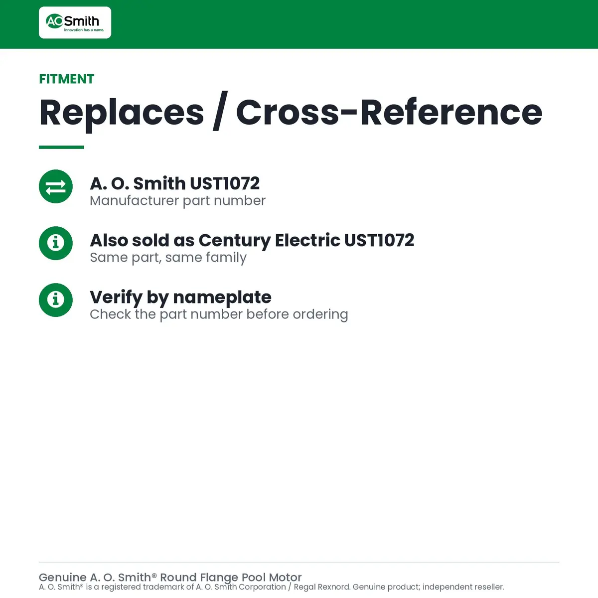 A. O. Smith 3/4-Horsepower Up-Rated Round Flange Replacement Motor | Corrosion-Resistant, Easy Wiring - view 7