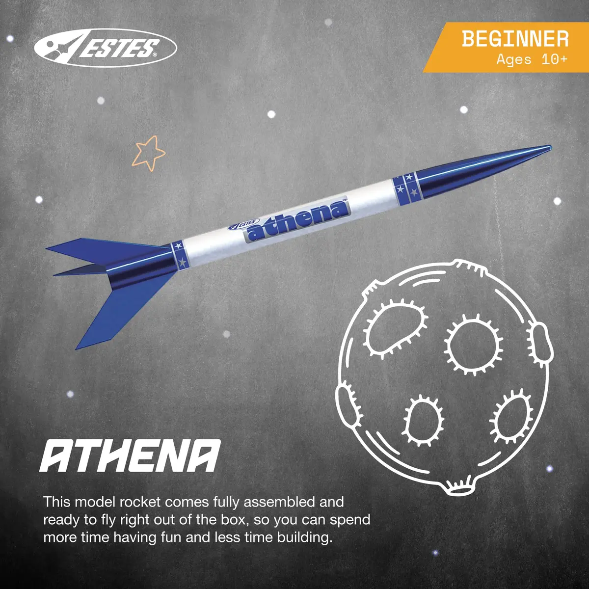 Estes Athena Rocket-Building Kit for Ages 10+ | Ready-to-Fly Model Rocket with Parachute (17 in / 43 cm, Blue) - view 2