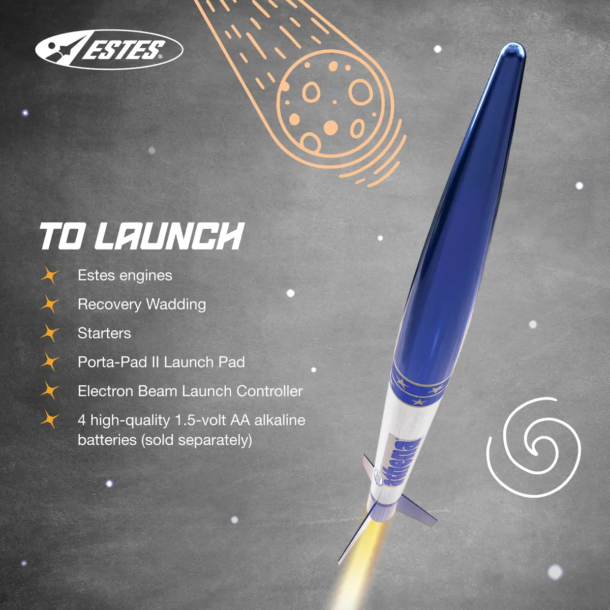 Estes Athena Rocket-Building Kit for Ages 10+ | Ready-to-Fly Model Rocket with Parachute (17 in / 43 cm, Blue) - view 4