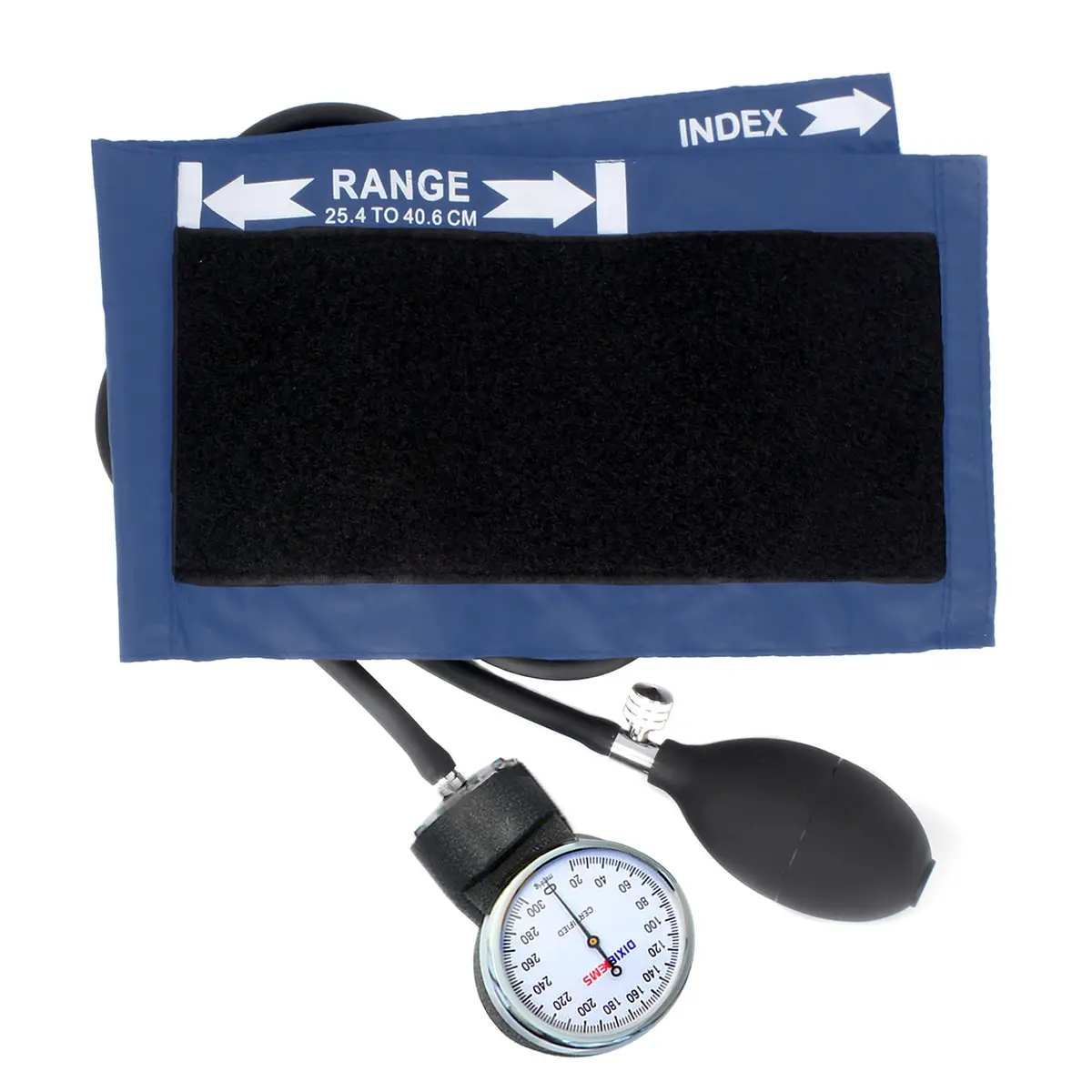 Dixie EMS Deluxe Aneroid Sphygmomanometer Blood Pressure Set with Adult Cuff, Carrying Case & Calibration Tool - Navy | 25.4cm-40.6cm (10"-16") - main product image