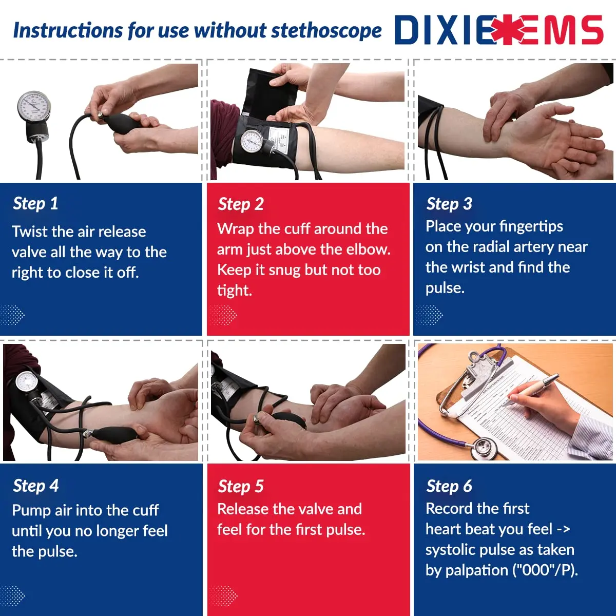 Dixie EMS Deluxe Aneroid Sphygmomanometer Blood Pressure Set with Adult Cuff, Carrying Case & Calibration Tool - Navy | 25.4cm-40.6cm (10"-16") - view 7
