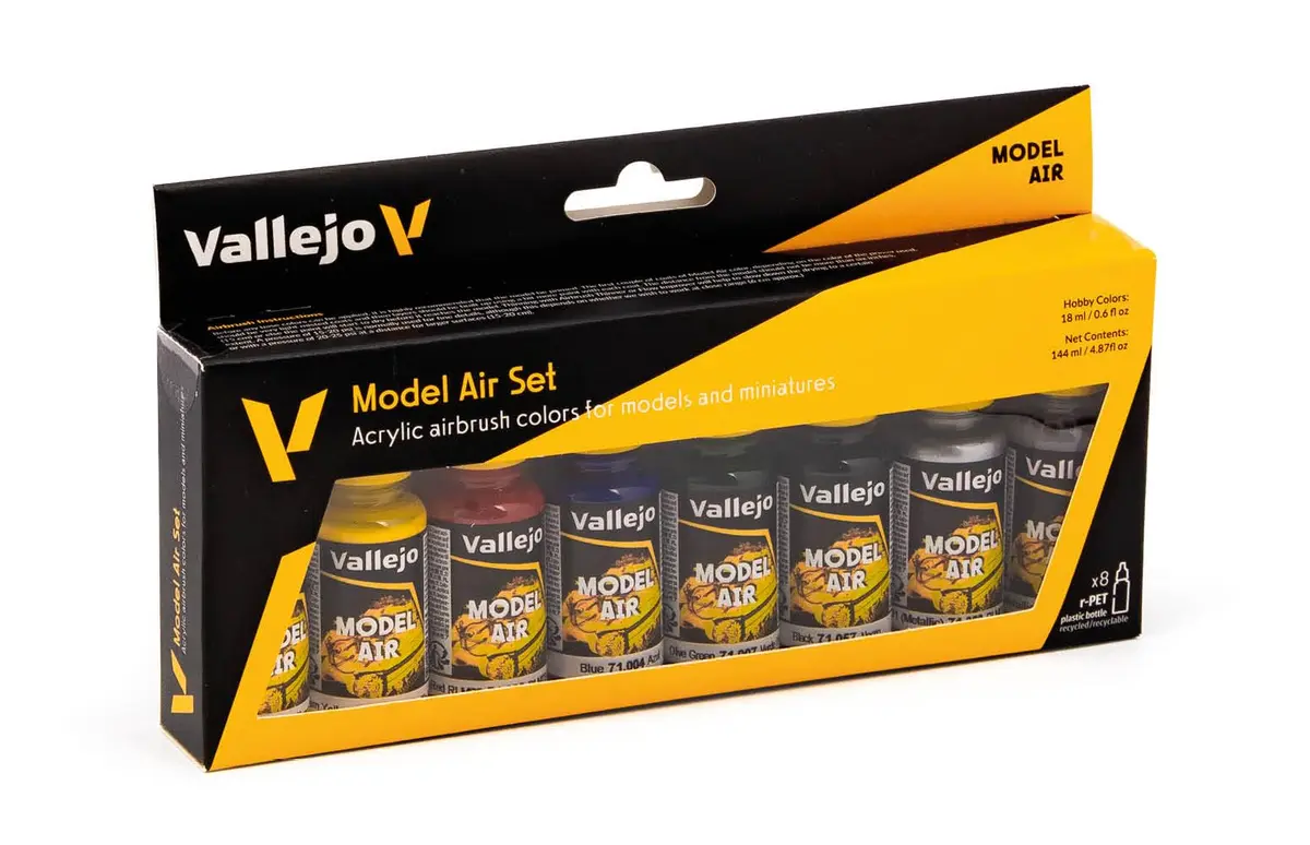 Vallejo Model Air Basic Colors Acrylic Paint Set | 8 Water-Based Pigments, Non-Toxic, Professional Grade - view 4