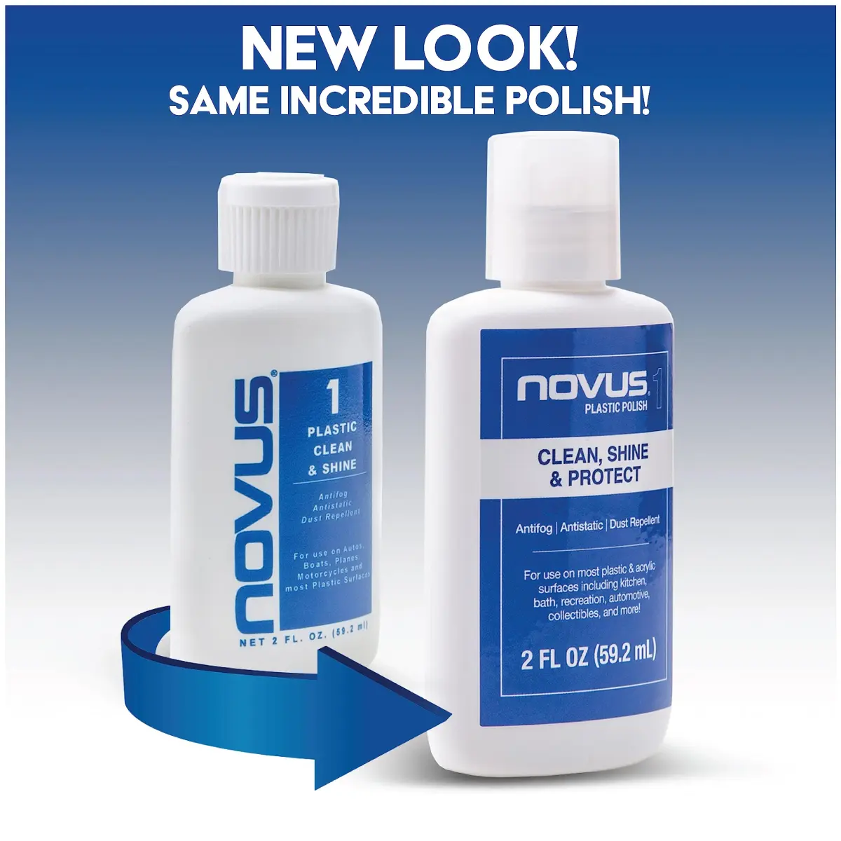 Novus #1 Plastic Clean & Shine - 8 Ounce Bottle for Fine Scratches & Haze - view 2