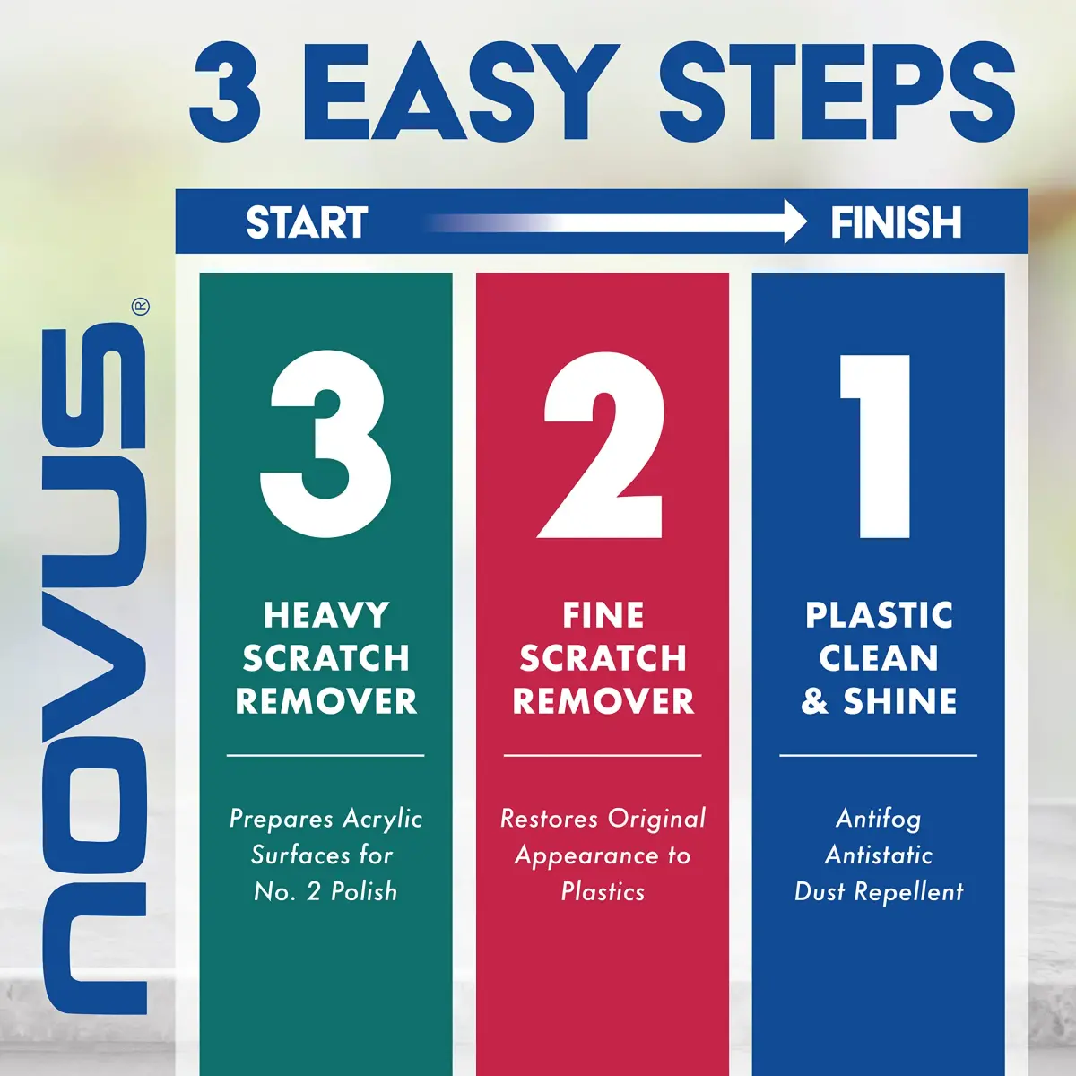 Novus #1 Plastic Clean & Shine - 8 Ounce Bottle for Fine Scratches & Haze - view 3
