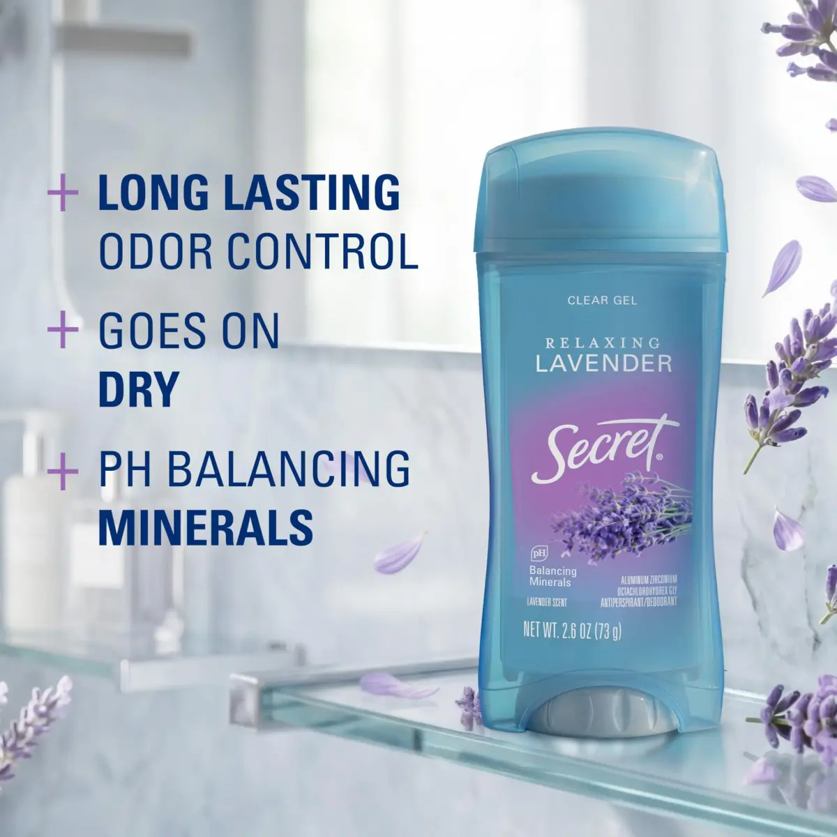 Secret Fresh Clear Gel Antiperspirant Deodorant for Women, Relaxing Lavender Scent, 2.6 oz - view 2