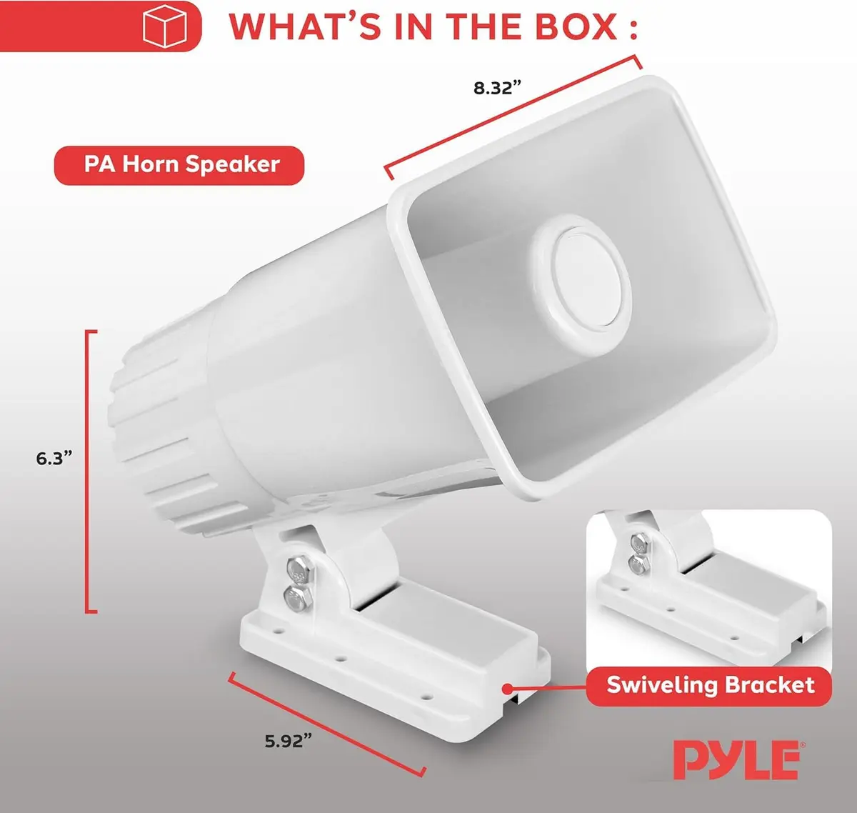 Pyle Indoor / Outdoor PA Horn Speaker - 6" PA Speaker With 8 Ohms Impedance & 50 Watts Peak Power - Mounting Bracket & Hardware Included - White - view 3