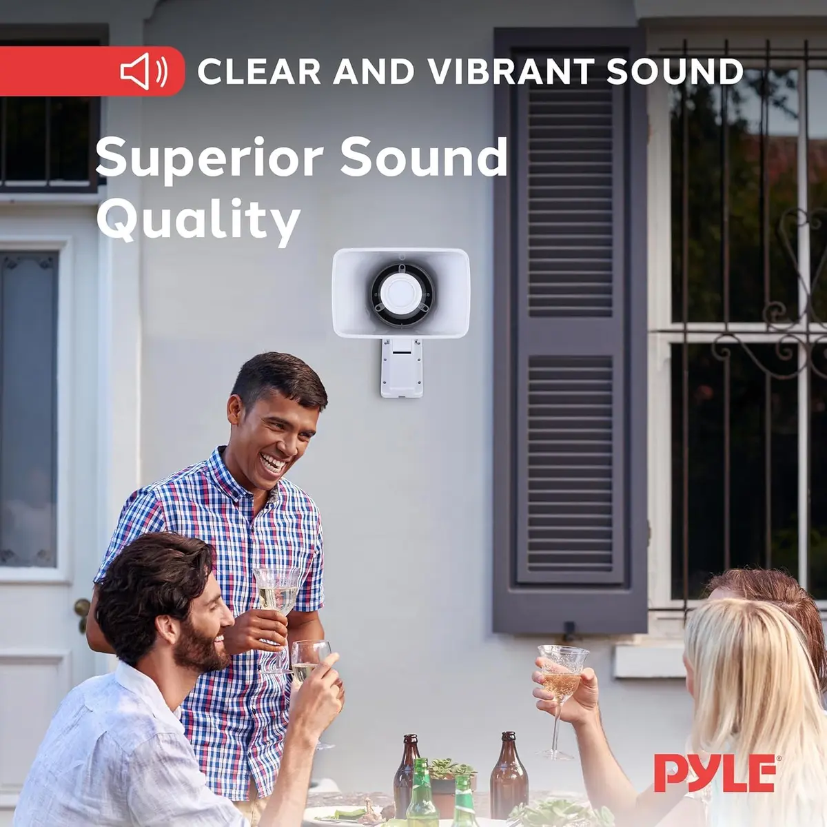 Pyle Indoor / Outdoor PA Horn Speaker - 6" PA Speaker With 8 Ohms Impedance & 50 Watts Peak Power - Mounting Bracket & Hardware Included - White - view 4