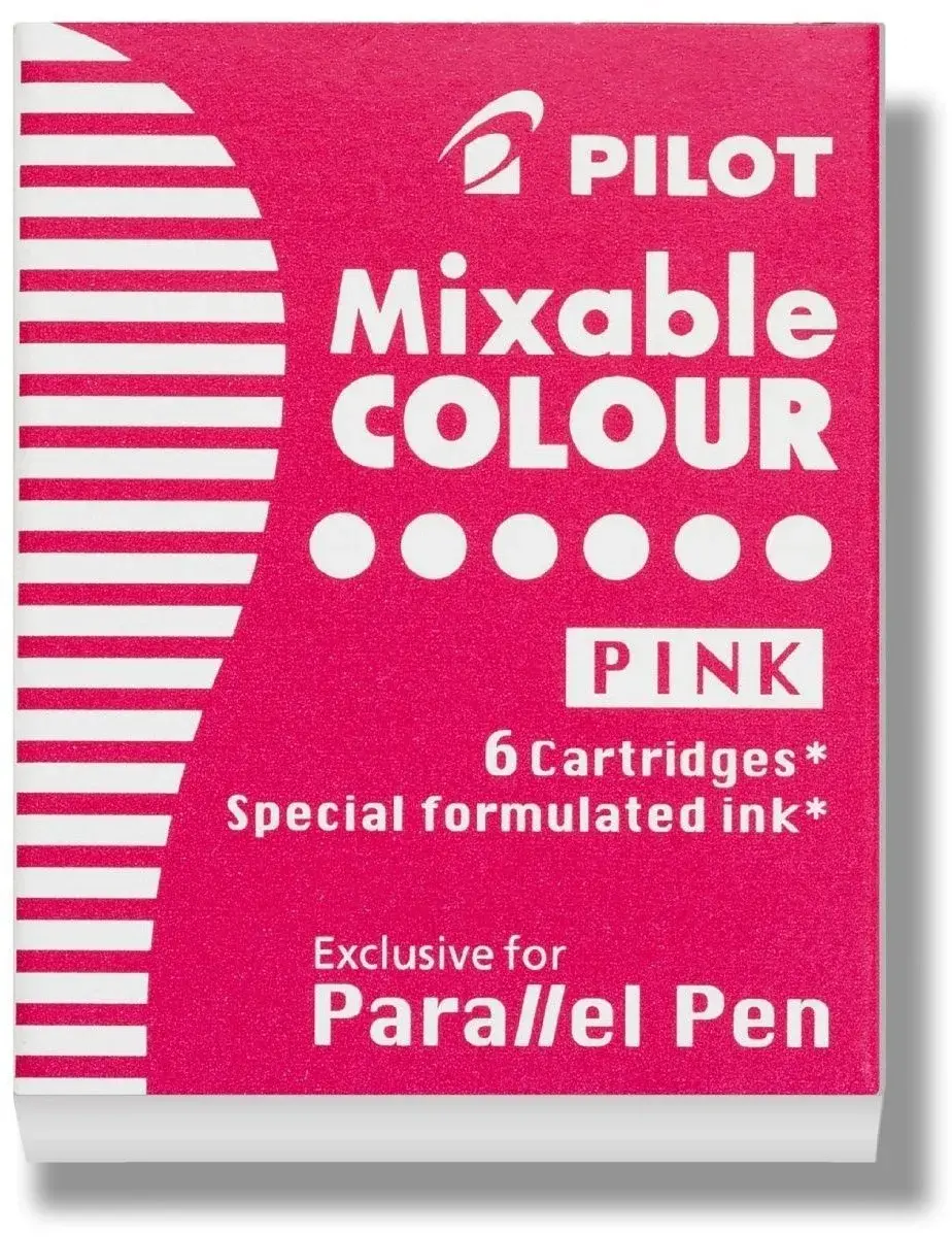 PILOT Parallel Mixable Color Ink Refills for Calligraphy Pens, Pink Ink, Pack of 6 (77310) - main product image