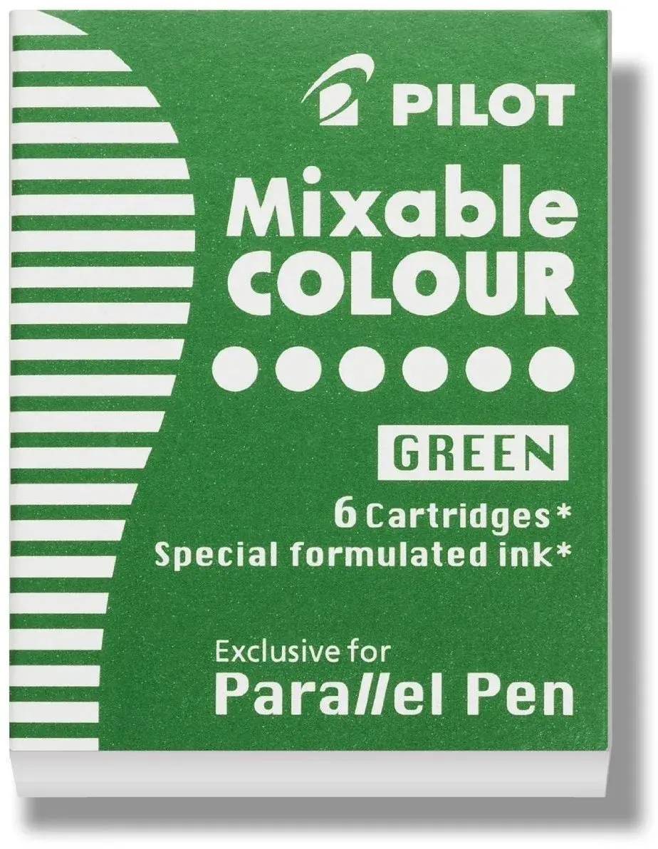 PILOT Parallel Mixable Color Ink Refills for Calligraphy Pens, Green, Pack of 6 - main product image