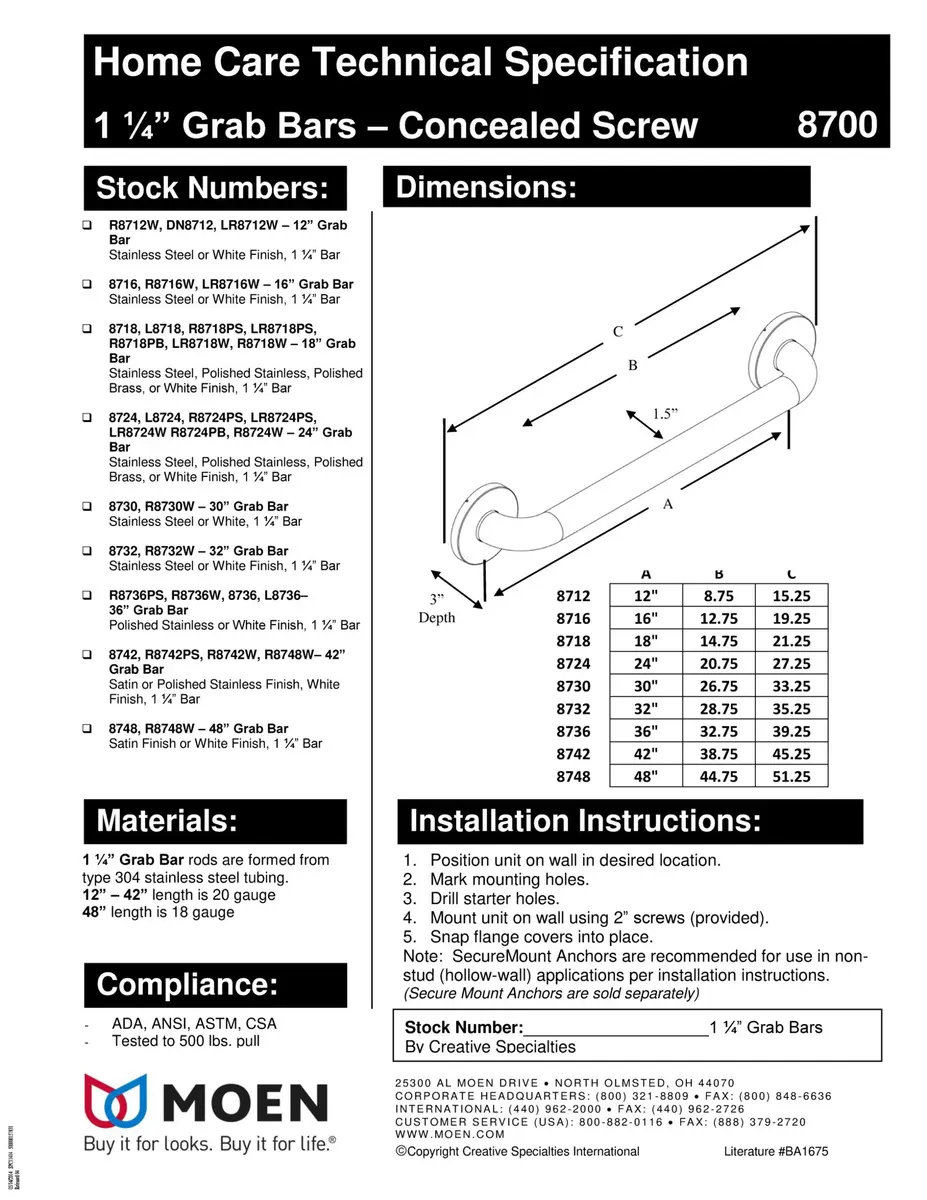 Moen 8730 Bathroom Safety 30-Inch Stainless Steel Grab Bar with Concealed Screws, Stainless - view 6