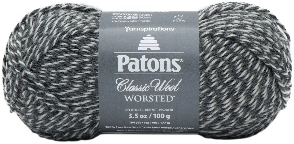 Patons Classic Wool Yarn 100% Wool Dark Grey Marl 100g (3.5oz) | Soft Worsted Weight for Crochet & Knitting - main product image