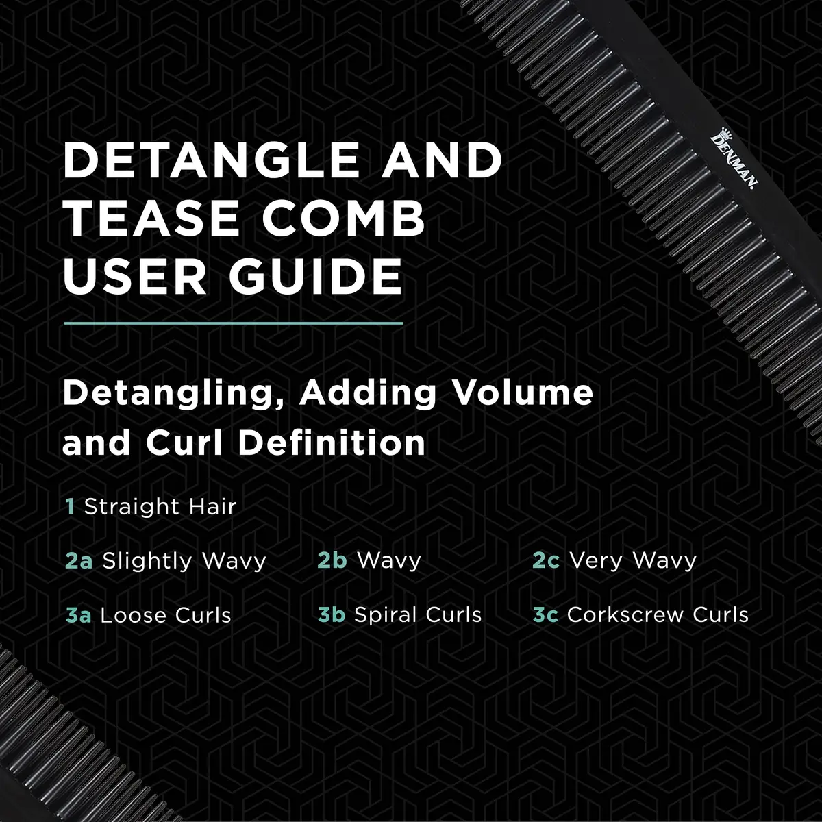 Denman Jack Dean Curl Volumiser Comb 6.9 Inch | Detangles & Defines Curly Hair - view 6