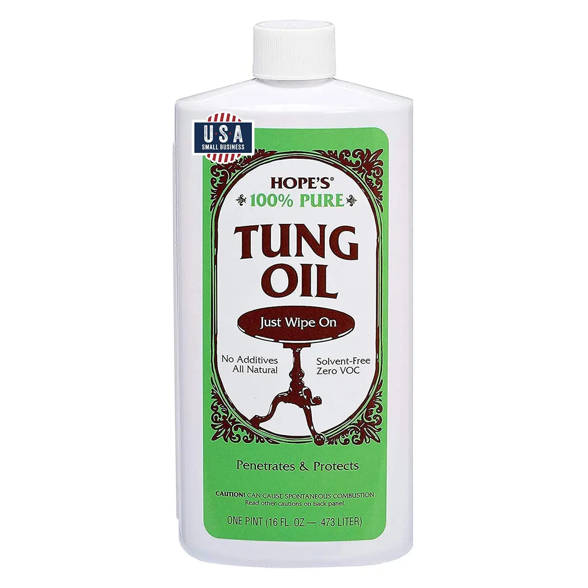 HOPE'S 100% Pure Tung Oil Wood Finish 473ml (16 Fl Oz) | Natural Waterproof Sealer for Indoor & Outdoor Projects - main product image