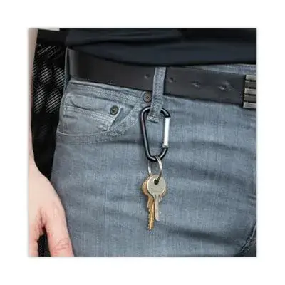 Advantus D-Shape Carabiner Key Chains, Black, 10-Pack | 2.5 inch (6.35 cm) Aluminum Utility Clips - view 7