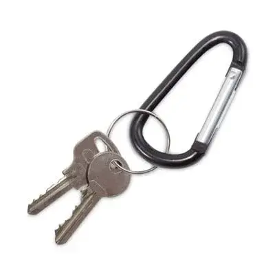 Advantus D-Shape Carabiner Key Chains, Black, 10-Pack | 2.5 inch (6.35 cm) Aluminum Utility Clips - view 3