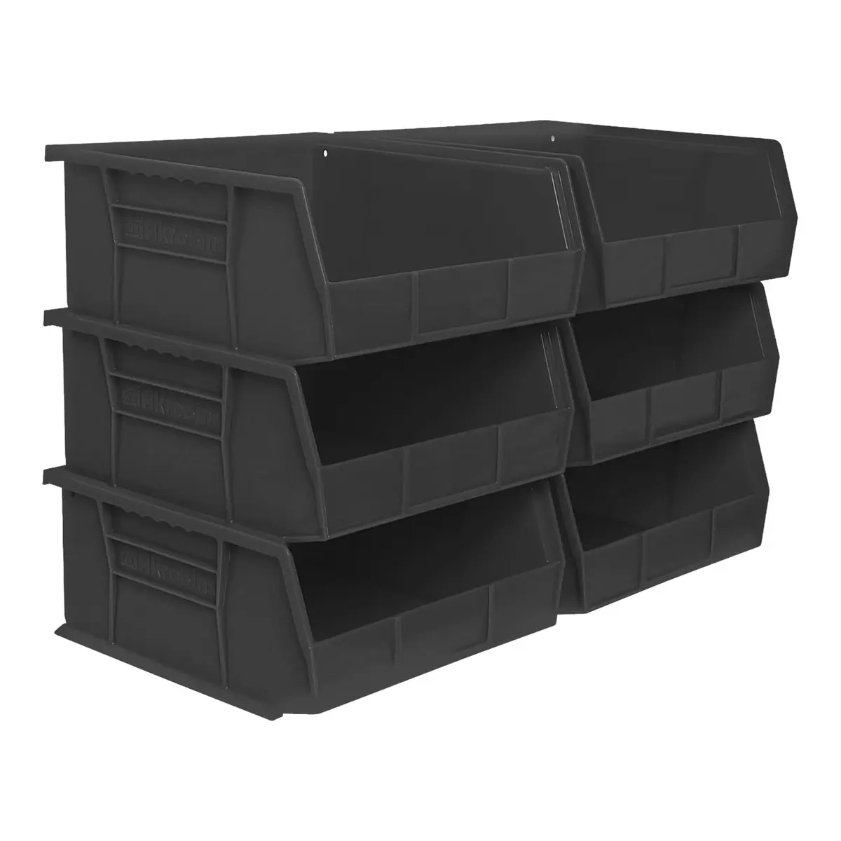 Akro-Mils AkroBins Plastic Storage Bins 11"x11"x5" Black 6-Pack | Heavy Duty Industrial Organizer - main product image