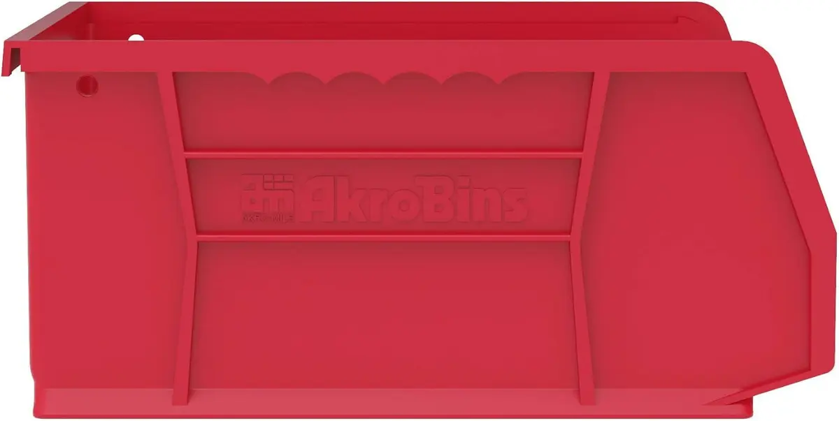 Akro-Mils AkroBins Plastic Storage Bins 11"x11"x5" Red 6-Pack | Heavy Duty Stackable Organizer for Garage, Pantry, Crafts - view 7