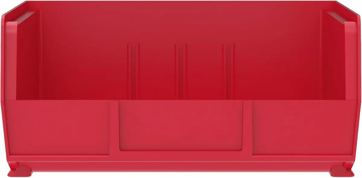 Akro-Mils AkroBins Plastic Storage Bins 11"x11"x5" Red 6-Pack | Heavy Duty Stackable Organizer for Garage, Pantry, Crafts - view 9