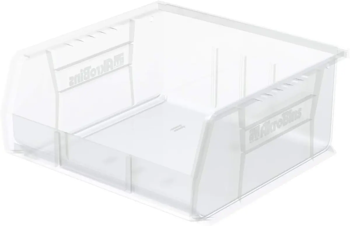 Akro-Mils 30235 AkroBins Plastic Storage Bins, 11"x11"x5", Clear, 6-Pack | Heavy-Duty Stackable Organizer - main product image